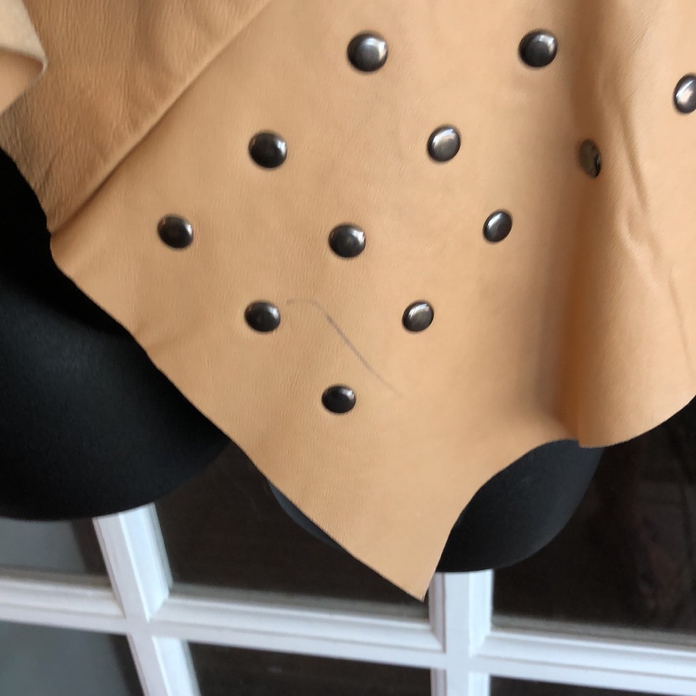 Cache Studded Tan Leather Open-Front Jacket - Picture 8 of 12